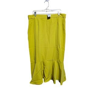 New Ashley Stewart Skirt Flare Hem Plus Size 20 Warm Olive Lime Green(839